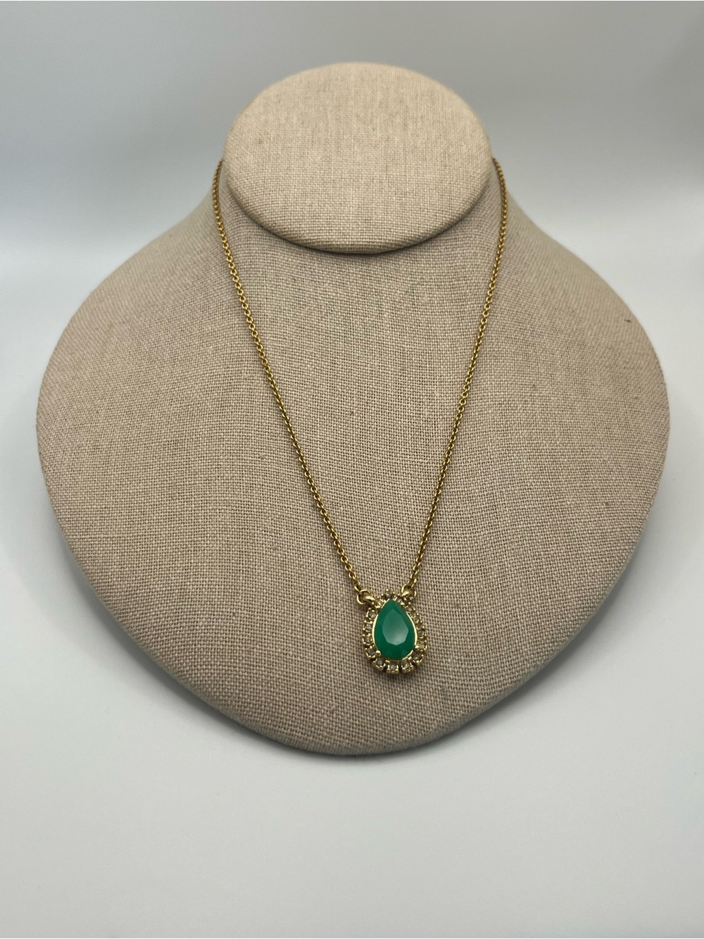 Kate Spade Gold Teardrop Green Stone Pendant Necklace - Women Jewelry